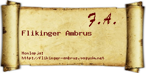Flikinger Ambrus névjegykártya